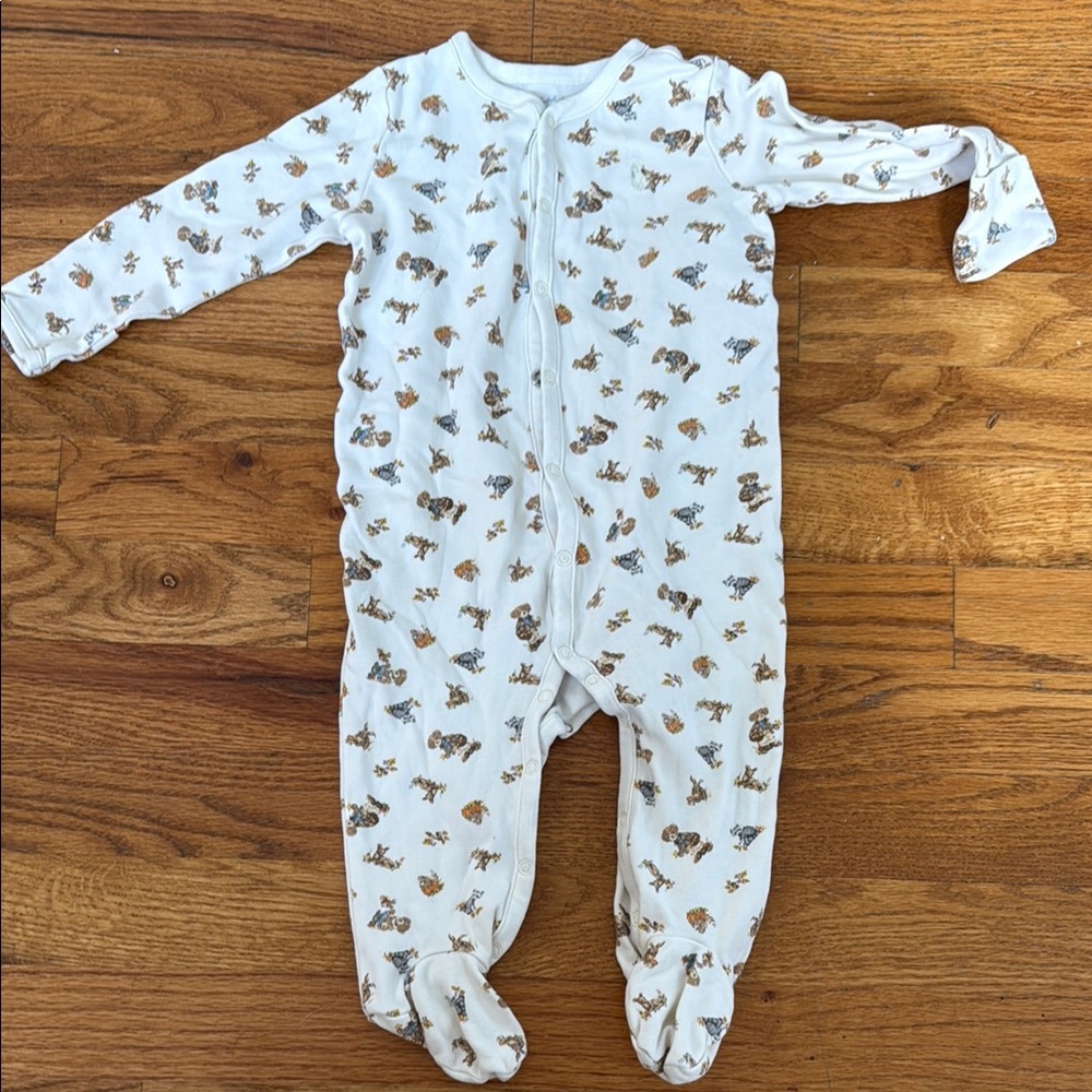 RL Adorable White Printed Kids One Piece